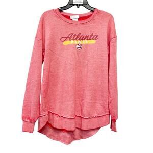 NBA Atlanta Hawks Women's Burnout Crew Neck Fleece Sweatshirt‎ Red Medium
